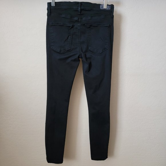 Agolde Sophie High Rise Distressed Skinny Black Denim Jeans - Picture 7 of 16